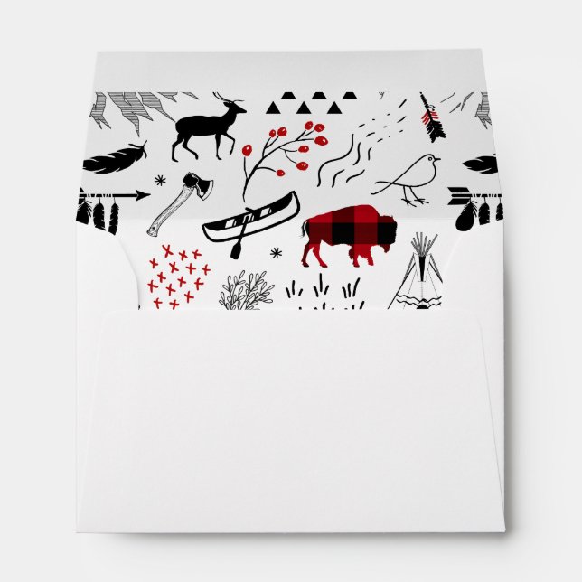 Buffalo Adventures Black and Red Plaid ID599 Envelope (Back (Bottom))