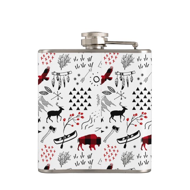 Buffalo Adventures Black and Red Plaid ID599 Hip Flask (Back)