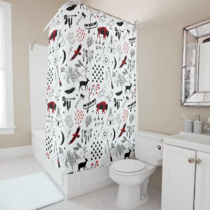 Buffalo Adventures Black and Red Plaid ID599 Shower Curtain