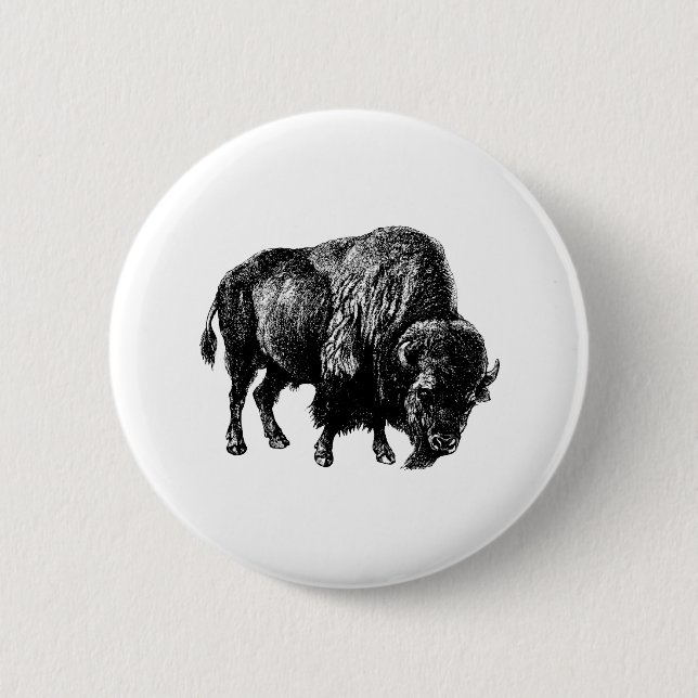 Buffalo American Bison 6 Cm Round Badge (Front)