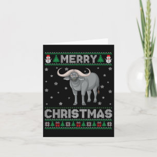Buffalo Animal Men Women Kids Ugly Christmas Sweat Card