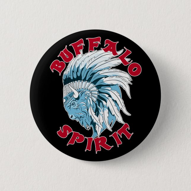 Buffalo Animal Spirit 6 Cm Round Badge (Front)