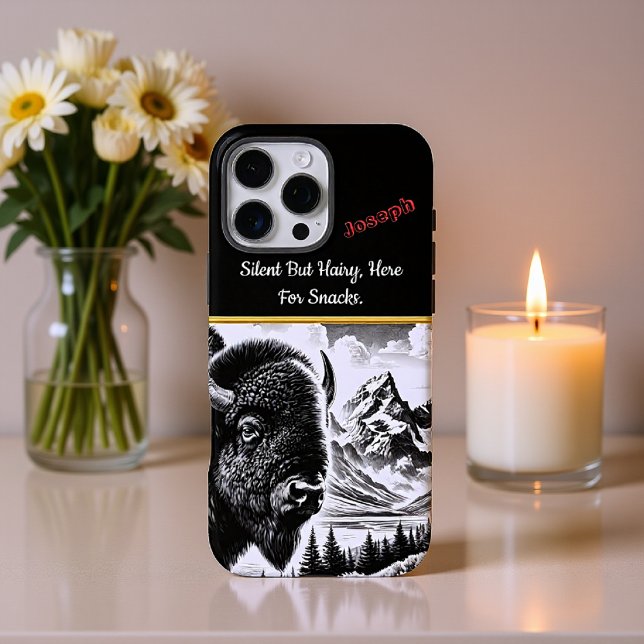 Buffalo at Dawn in Mountain Landscape Case-Mate iPhone Case (Creator Uploaded)