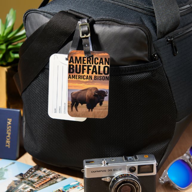 Buffalo at Sunset Luggage Tag (Front & Back)
