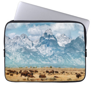 Buffalo Below the Grand Teton Mountains Laptop Sleeve