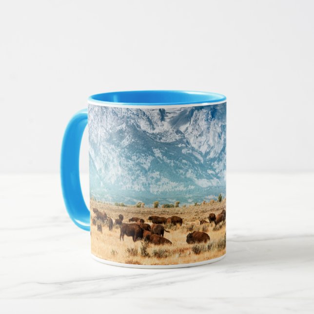 Buffalo Below the Grand Teton Mountains Mug (Front Left)