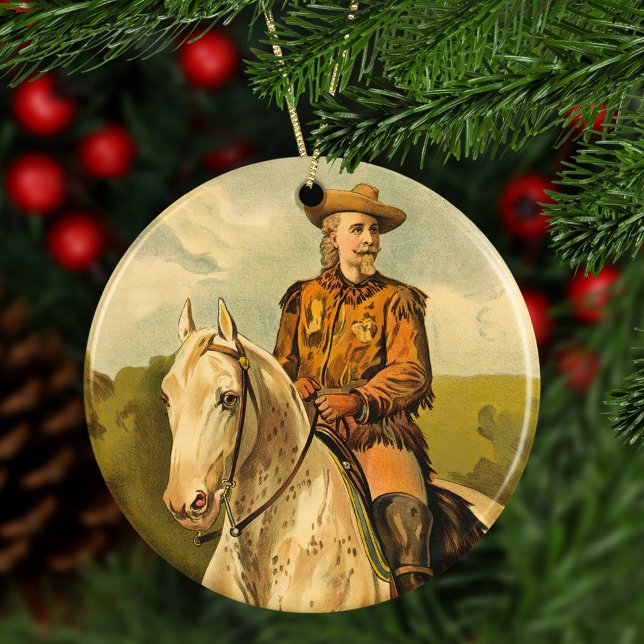 Buffalo Bill Cody on Horse Christmas Ceramic Ornament (Creator Uploaded)