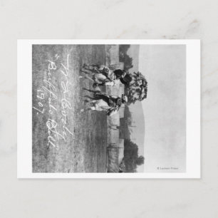 "Buffalo Bill" Cody Riding Horse next to Native Postcard