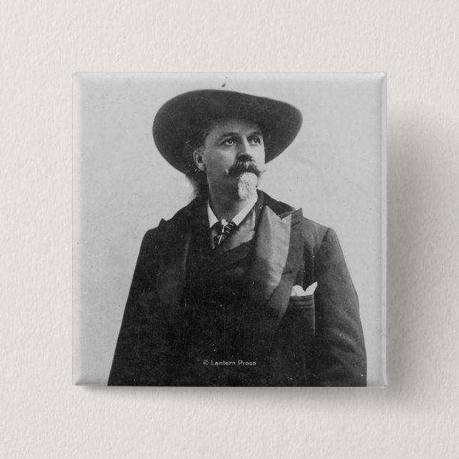 Buffalo Bill Portrait 15 Cm Square Badge (Front)