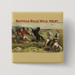 Buffalo Bill Wild West Cowboy Horse Poster 15 Cm Square Badge
