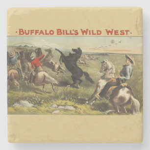Buffalo Bill Wild West Cowboy Horse Poster Stone Coaster