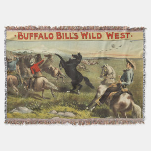 Buffalo Bill Wild West Cowboy Horse Poster Throw Blanket