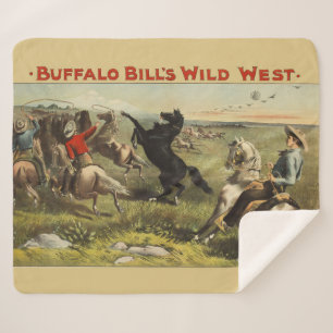 Buffalo Bill's Wild West Horses Sherpa Blanket