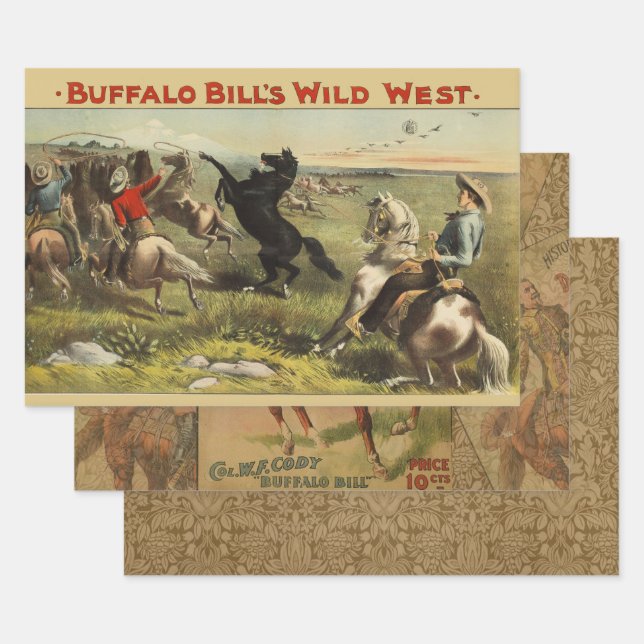 Buffalo Bill's Wild West Horses Wrapping Paper Sheet (Set)