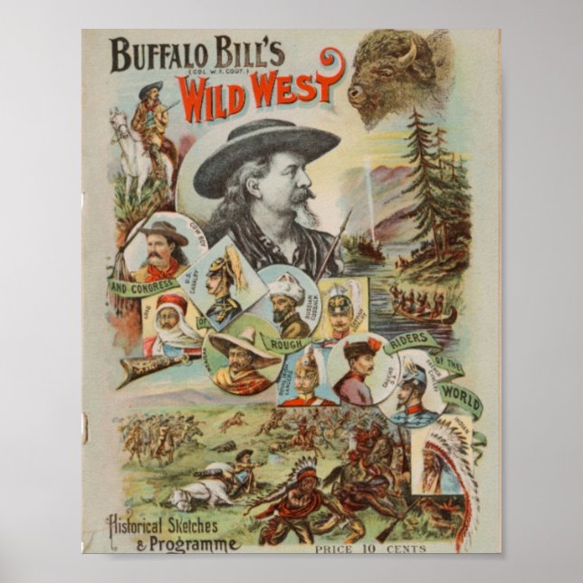 Buffalo Bills Wild West Show 1893 Vintage Ad Poster (Front)