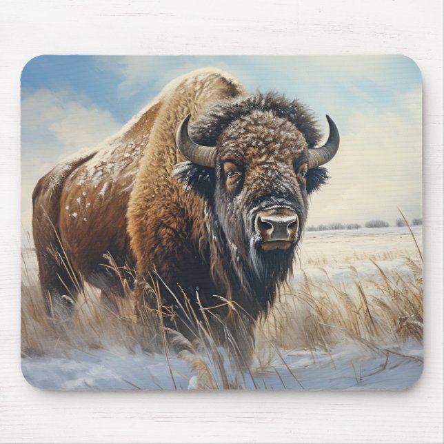 Buffalo Bison Animal Wildlife Wilderness Colourful Mouse Pad (Front)