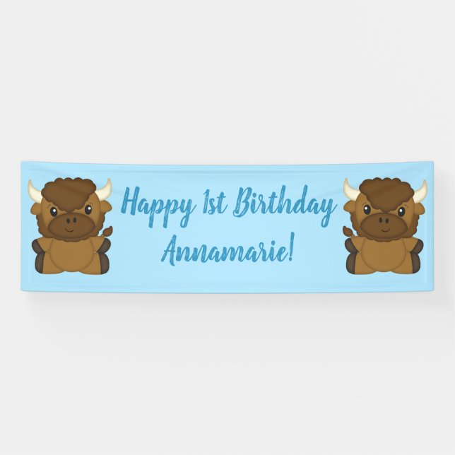 Buffalo Bison Birthday Party Banner (Horizontal)