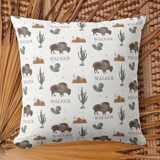 Buffalo Bison Cactus Desert Moon Cushion (Creator Uploaded)