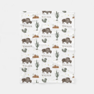 Buffalo Bison Cactus Desert Stars Fleece Blanket