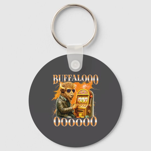 Buffalo Bison Casino Slot Machine Funny Gambling B Key Ring (Front)