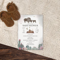 Buffalo Bison Floral Cactus Girl Baby Shower 