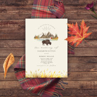 Buffalo Bison Mountains Autumn Script Wedding