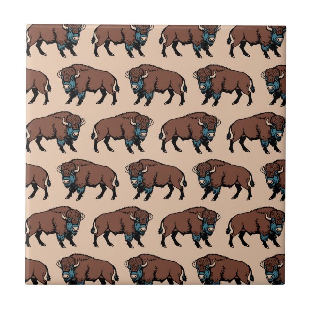 Buffalo Bison Pattern Ceramic Tile (Front)