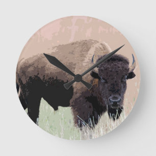 Buffalo / Bison Round Clock