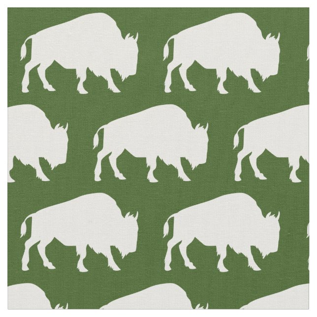 Buffalo Bison Silhouettes Fabric (Close Up)