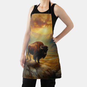 Buffalo Bison Sunset Silhouette Apron