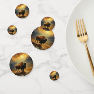 Buffalo Bison Sunset Silhouette Confetti
