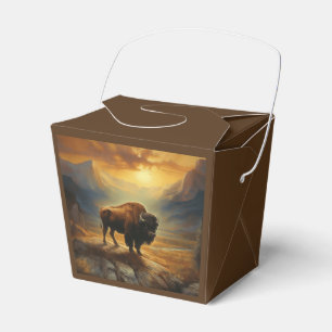 Buffalo Bison Sunset Silhouette Favour Box