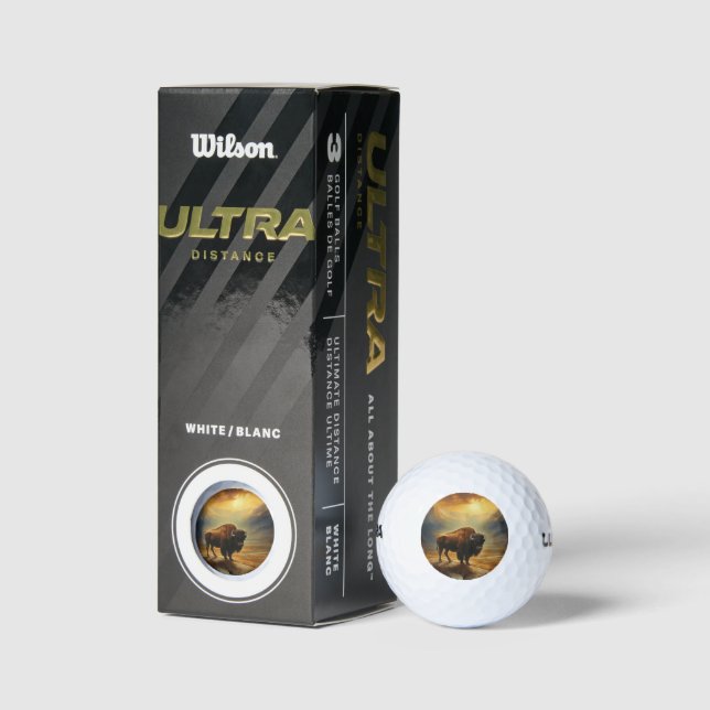 Buffalo Bison Sunset Silhouette  Golf Balls (Packaging)