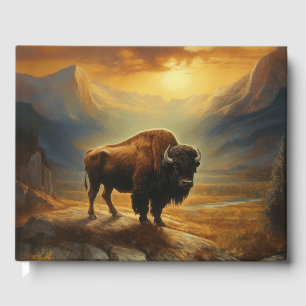 Buffalo Bison Sunset Silhouette Guest Book