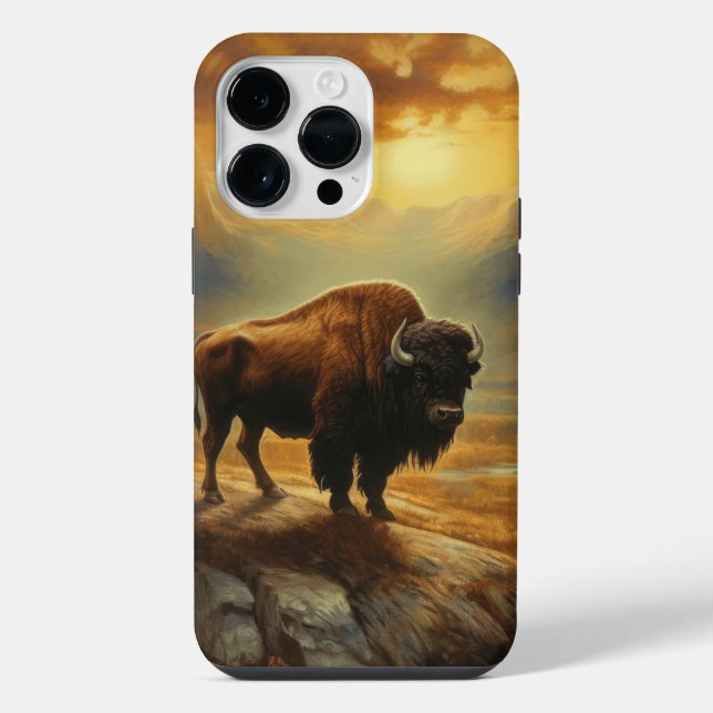 Buffalo Bison Sunset Silhouette iPhone Case (Back)