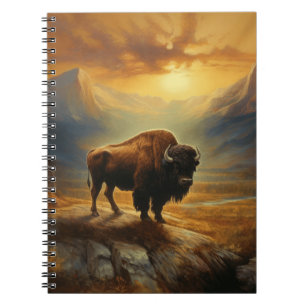 Buffalo Bison Sunset Silhouette  Notebook