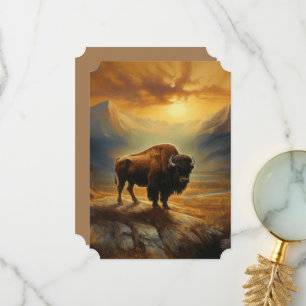Buffalo Bison Sunset Silhouette Thank You Card