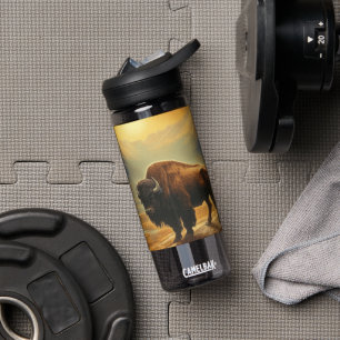 Buffalo Bison Sunset Silhouette  Water Bottle