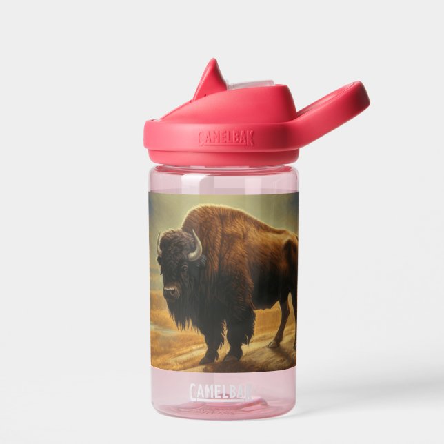 Buffalo Bison Sunset Silhouette  Water Bottle (Left)
