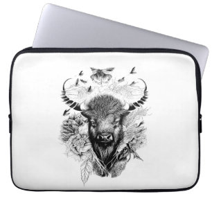 Buffalo Bison Wild Animal Nature Illustration Art Laptop Sleeve