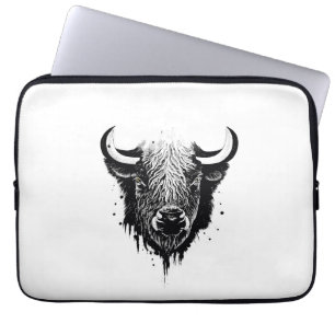 Buffalo Bison Wild Animal Nature Illustration Art Laptop Sleeve