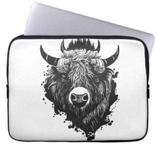 Buffalo Bison Wild Animal Nature Illustration Art Laptop Sleeve
