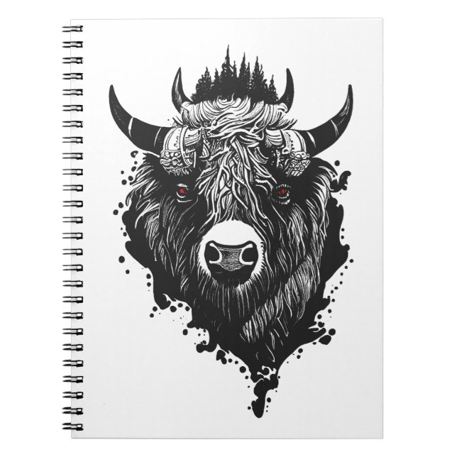 Buffalo Bison Wild Animal Nature Illustration Art  Notebook (Front)