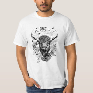 Buffalo Bison Wild Animal Nature Illustration Art  T-Shirt
