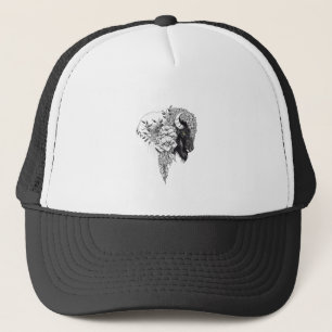 Buffalo Bison Wild Animal Nature Illustration Art Trucker Hat