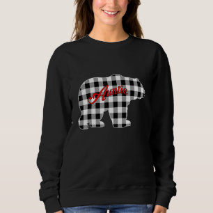 Buffalo Black and White Plaid Auntie Bear Christma Sweatshirt