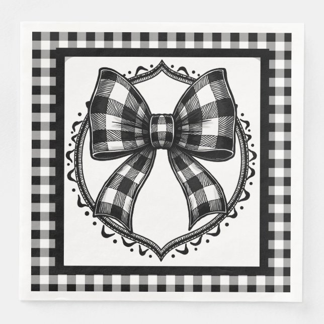 Buffalo Black Plaid Country Bow Napkin (Front)