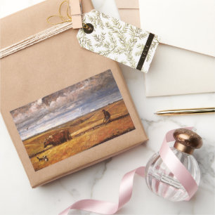 Buffalo Bones Ploughed Under by Harvey Thomas Dunn Rectangular Sticker