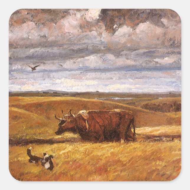 Buffalo Bones Ploughed Under by Harvey Thomas Dunn Square Sticker (Front)