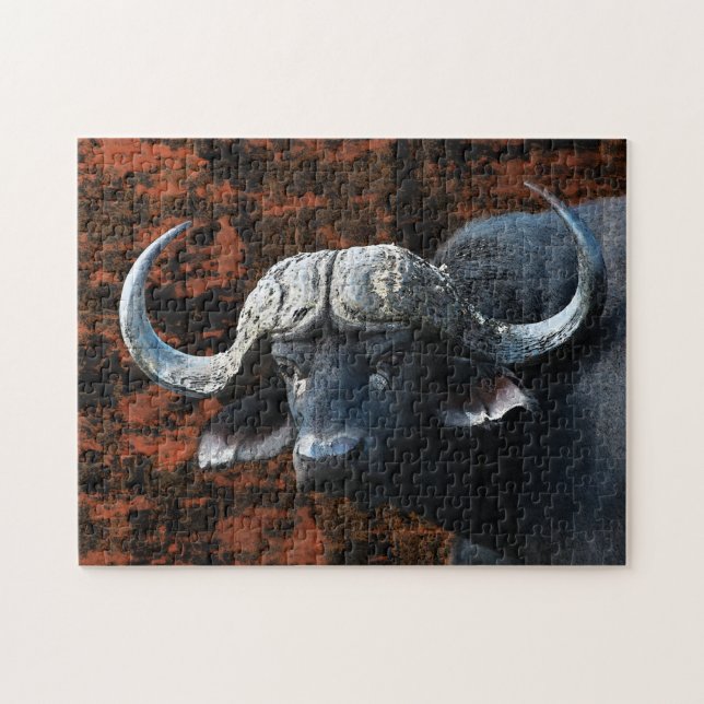Buffalo bull wildlife animal fine art jigsaw puzzle (Horizontal)